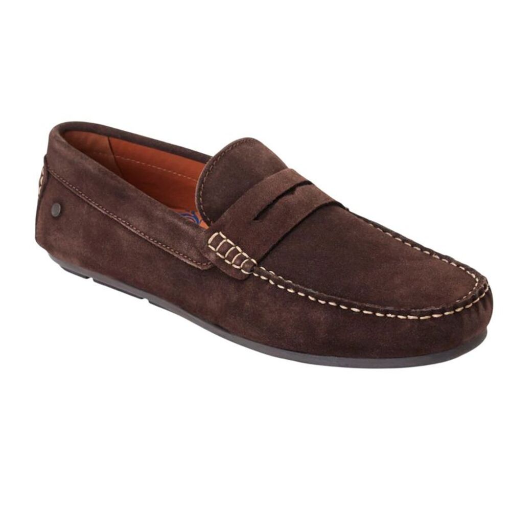 Base London Mens Collins Driver Suede Loafers / Dark Brown
